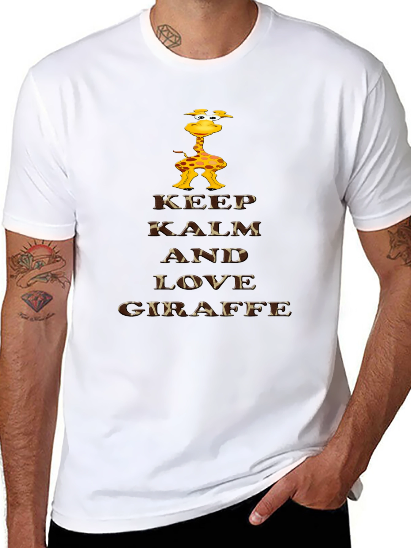 Keep Calm & Love Giraffe Black T-Shirt
