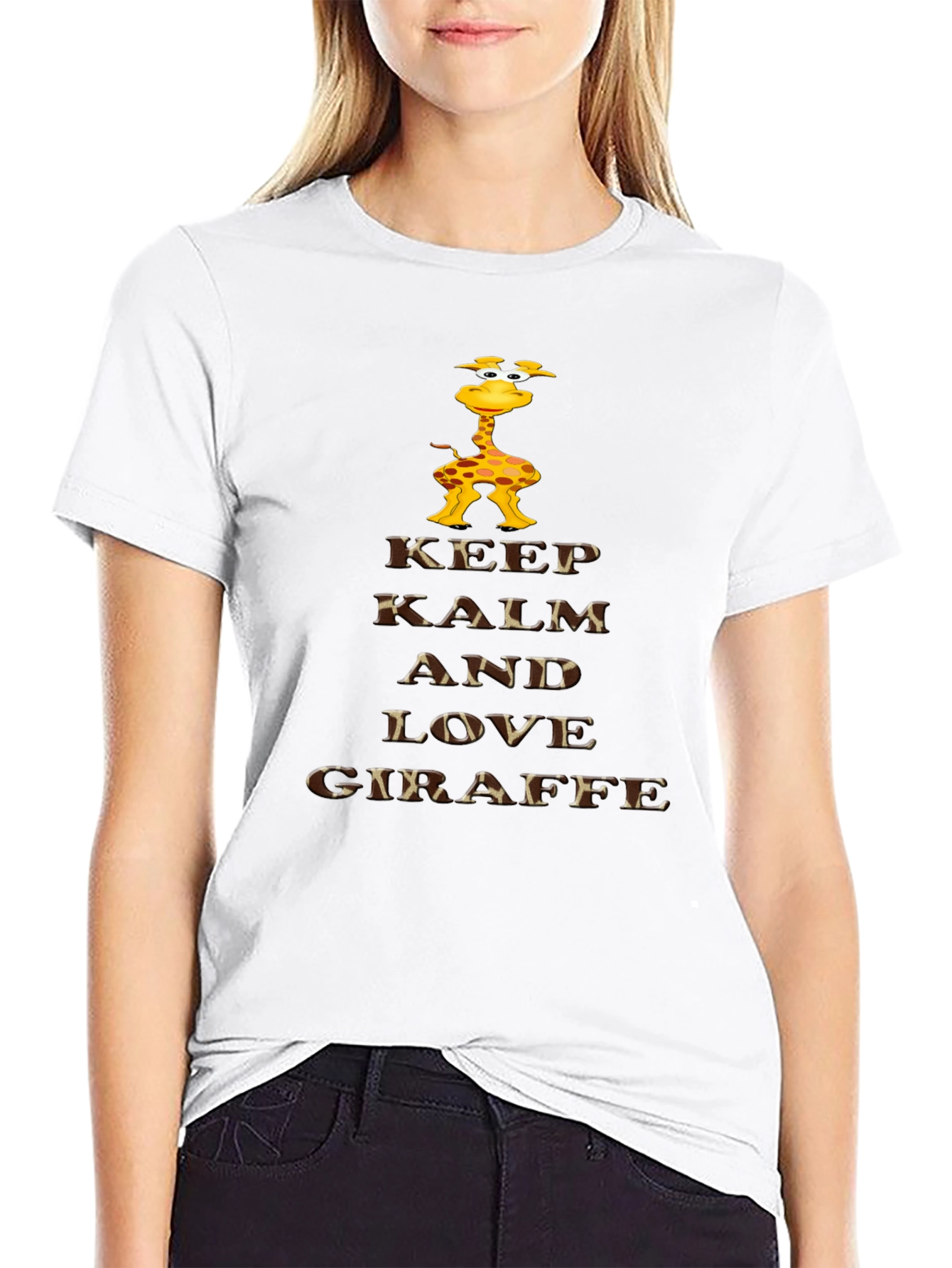 Keep Calm & Love Giraffe Black T-Shirt