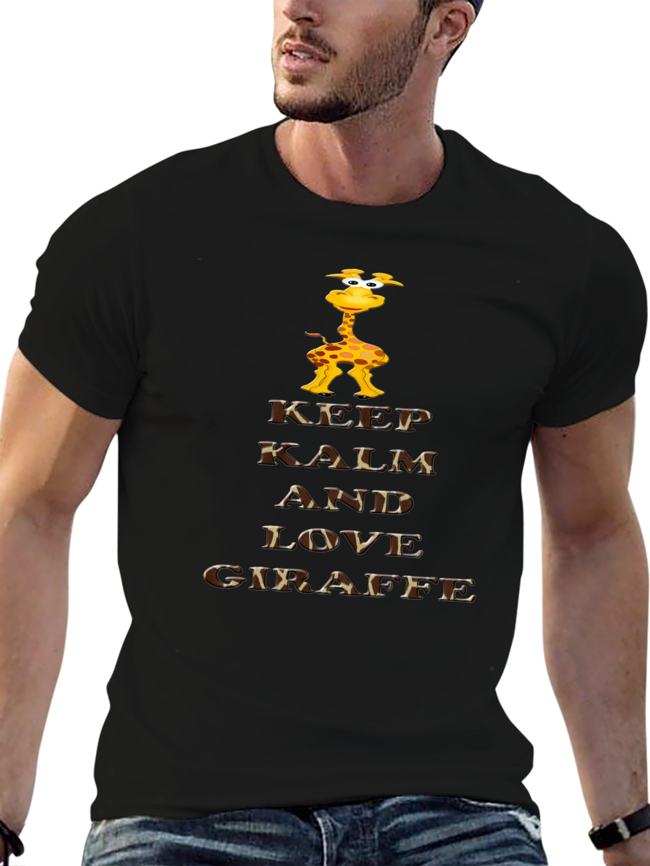Keep Calm & Love Giraffe Black T-Shirt