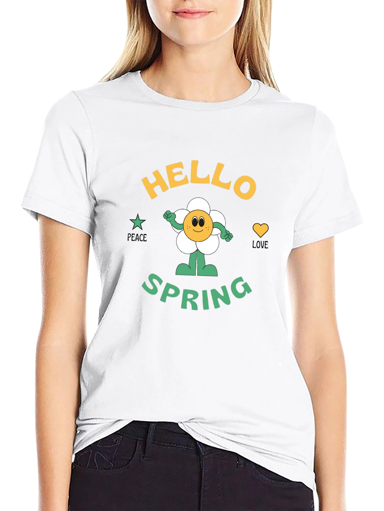 Hello Spring Graphic T-Shirt - Peace & Love!