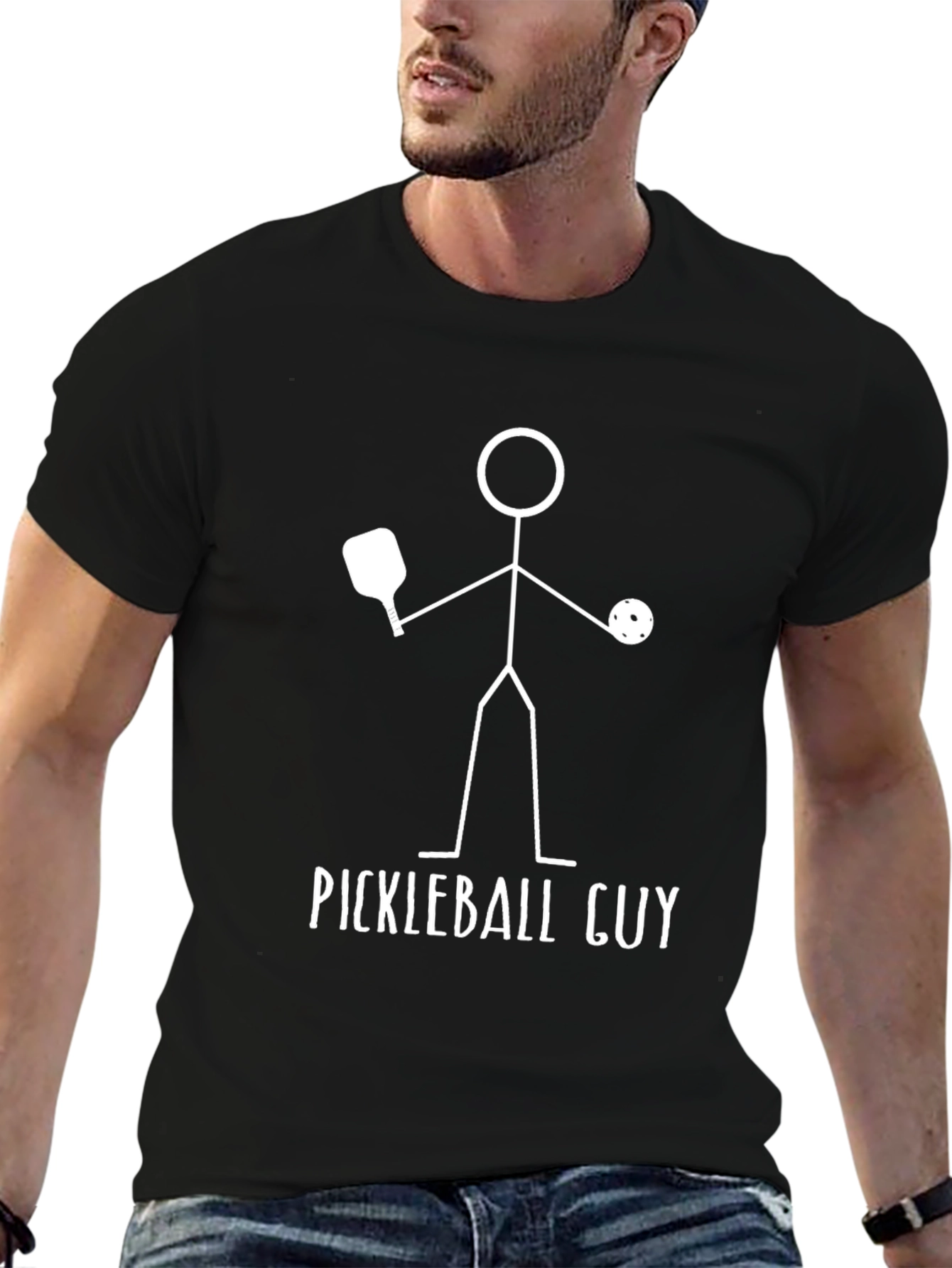 Pickleball Guy T-Shirt - Funny Stick Figure Player Tee
