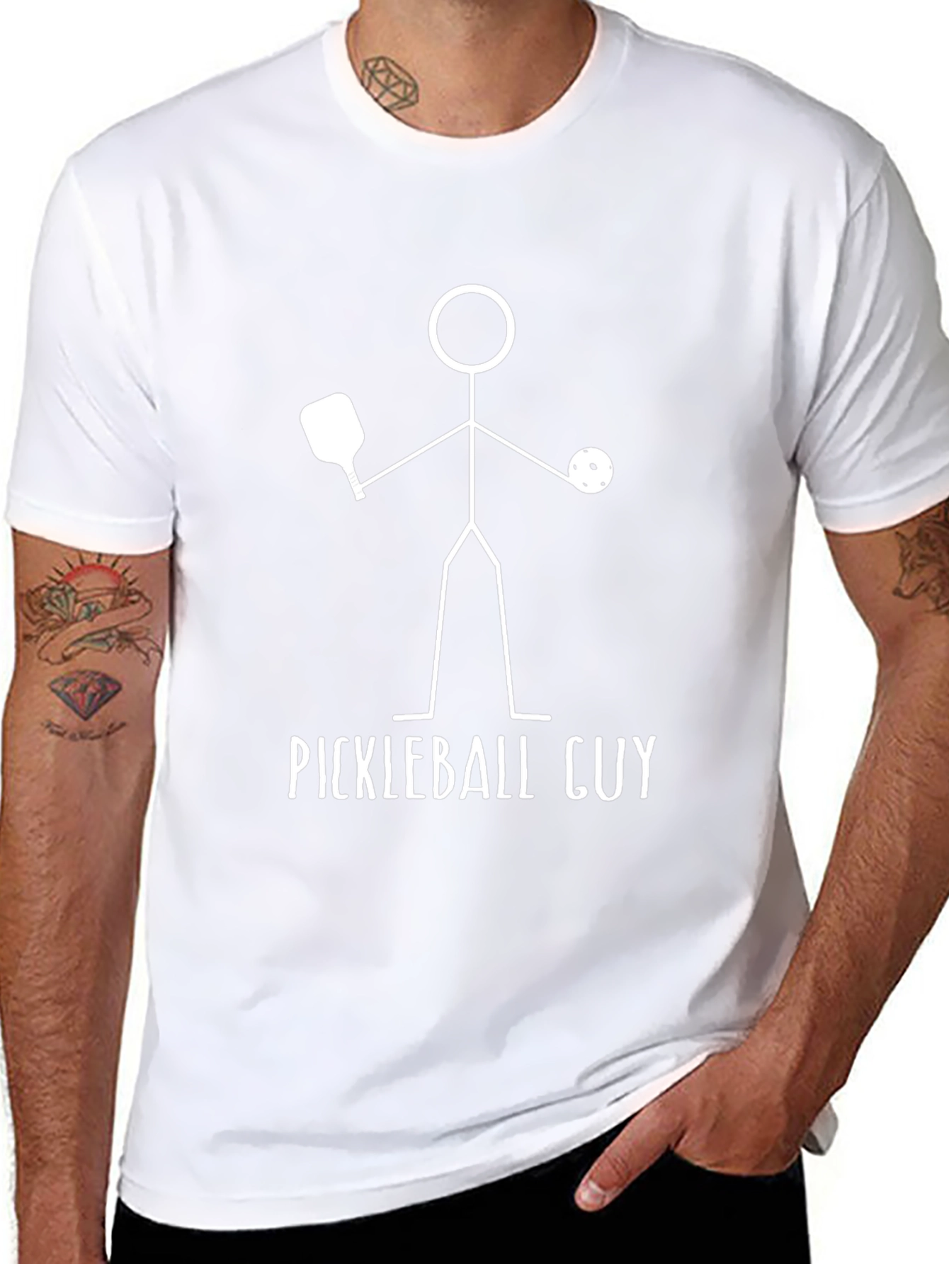 Pickleball Guy T-Shirt - Funny Stick Figure Player Tee