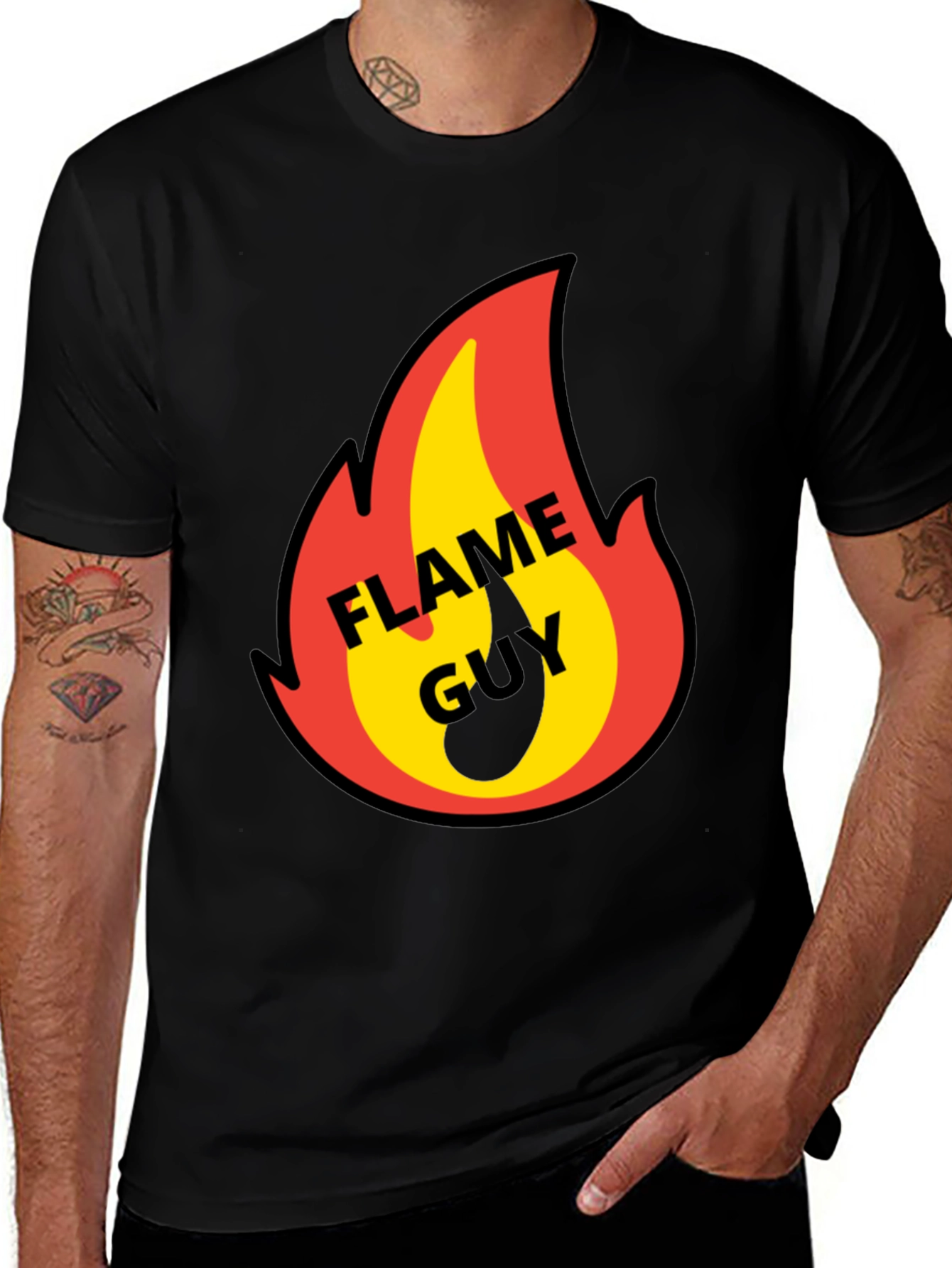 Flame Guy Graphic T-Shirt - Black Cotton Tee