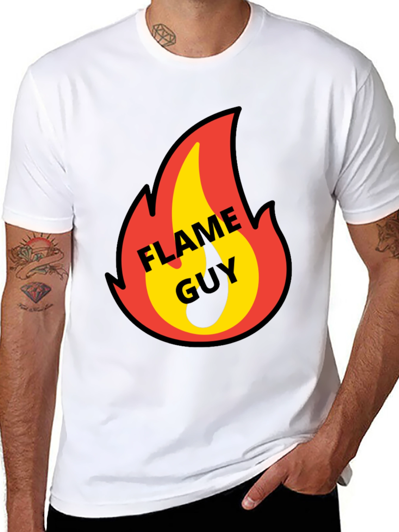 Flame Guy Graphic T-Shirt - Black Cotton Tee