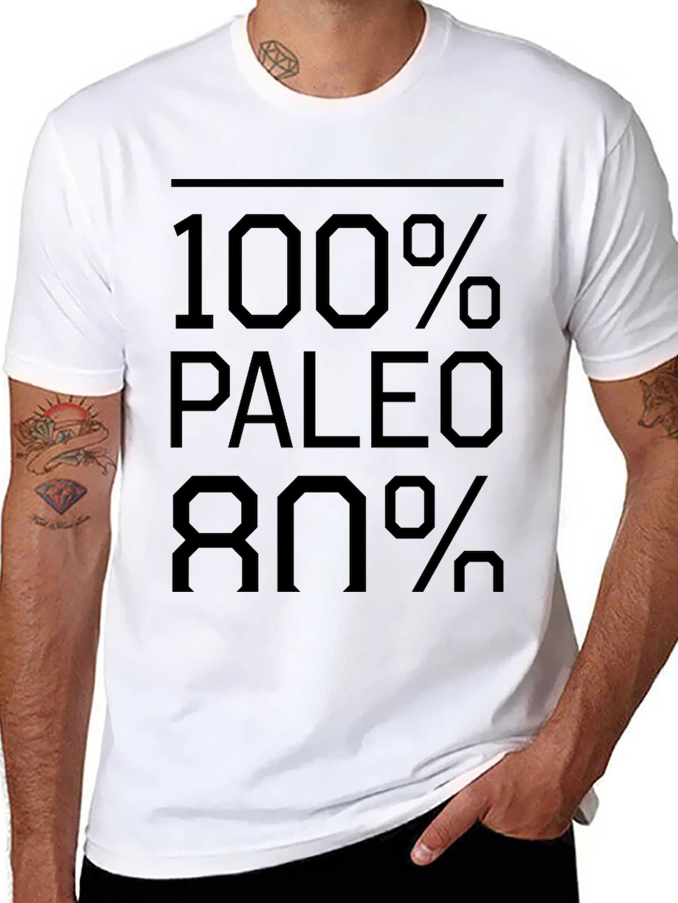 100% Paleo 80% T-Shirt - Funny Diet Tee