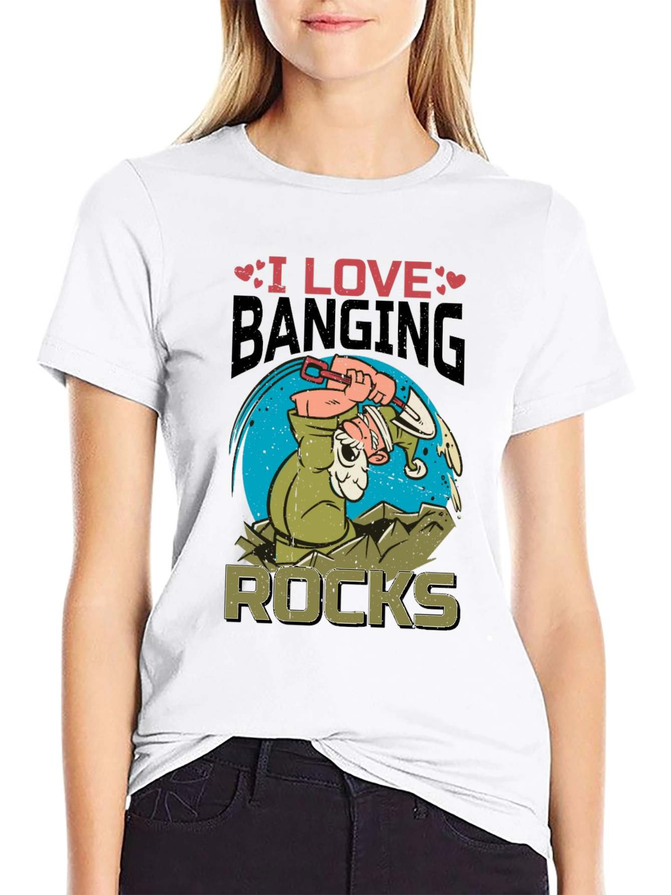 I Love Banging Rocks Black Graphic T-Shirt