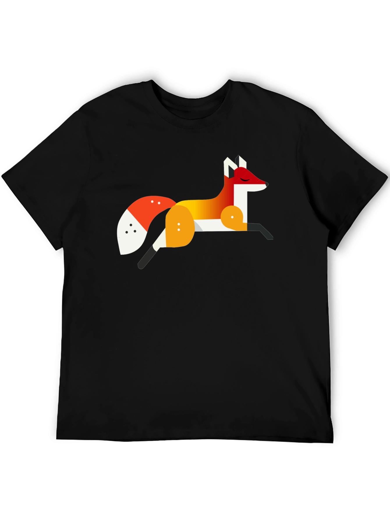 Geometric Fox Graphic Tee - Stylish Mens Black T-Shirt