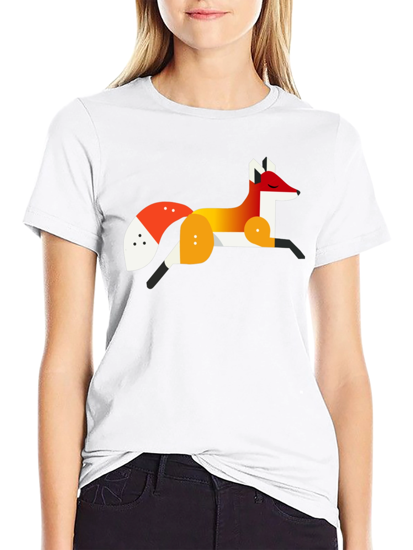Geometric Fox Graphic Tee - Stylish Mens Black T-Shirt