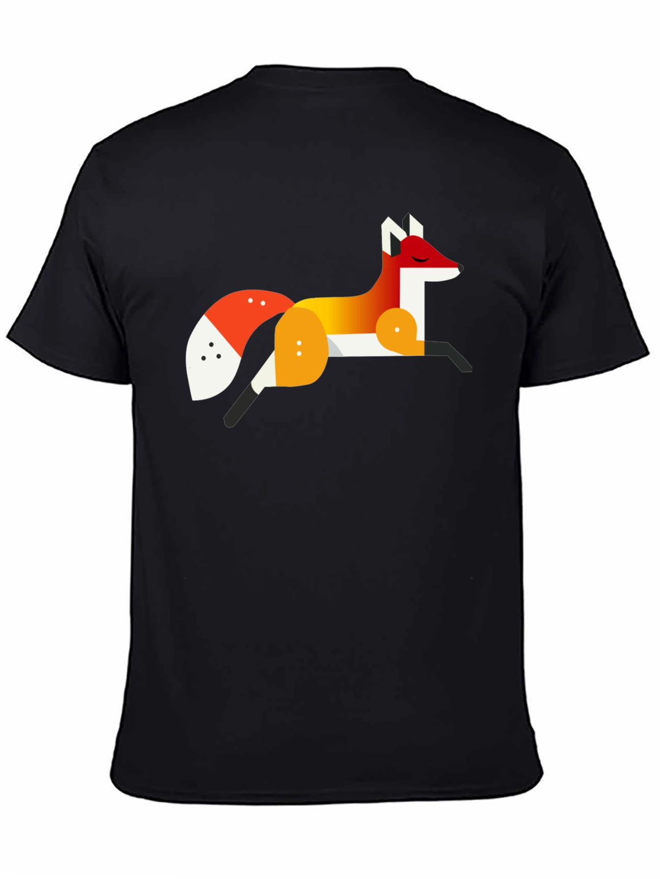 Geometric Fox Graphic Tee - Stylish Mens Black T-Shirt