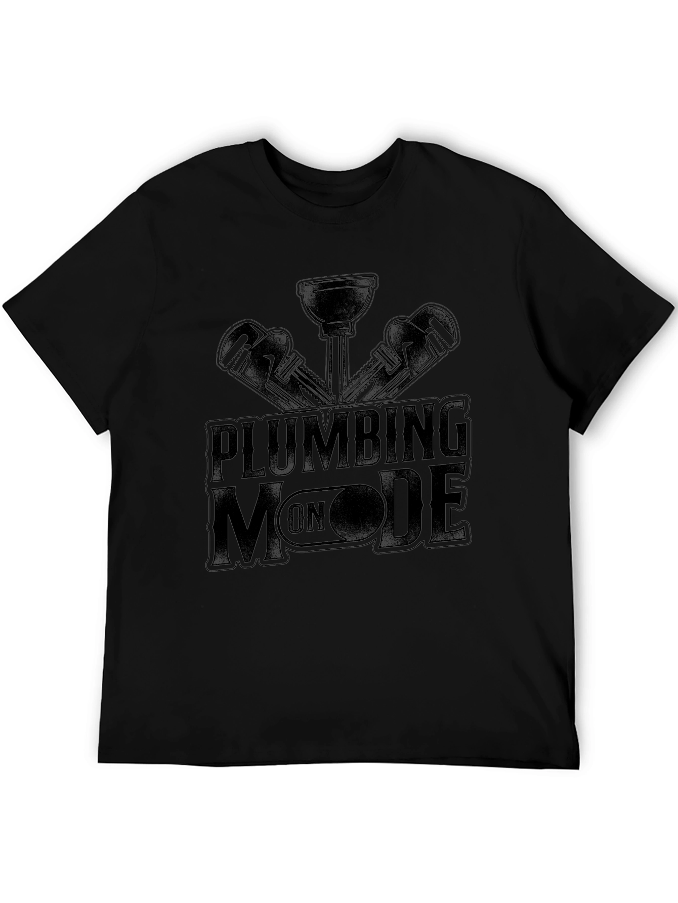 Plumbing Mode On Black T-Shirt