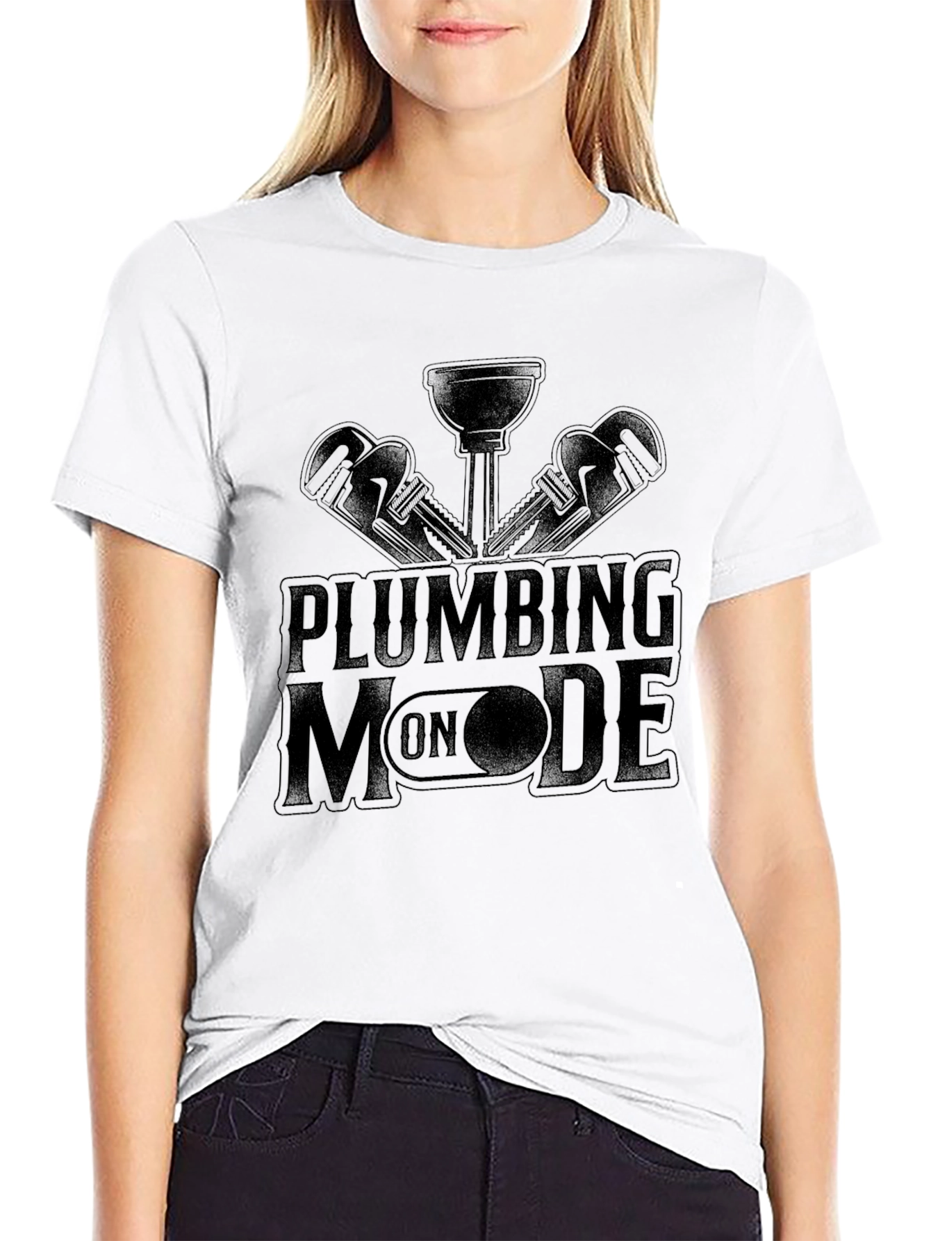 Plumbing Mode On Black T-Shirt