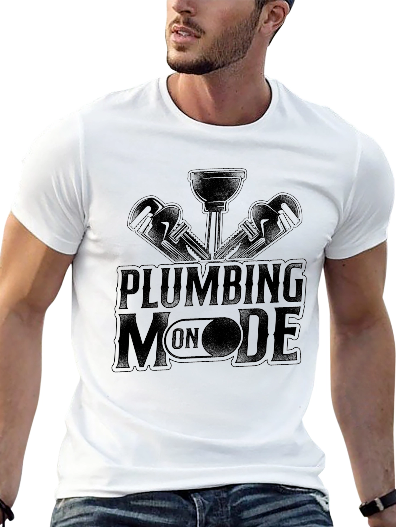 Plumbing Mode On Black T-Shirt