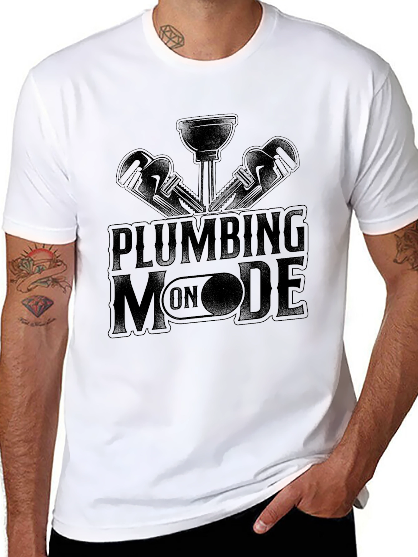 Plumbing Mode On Black T-Shirt