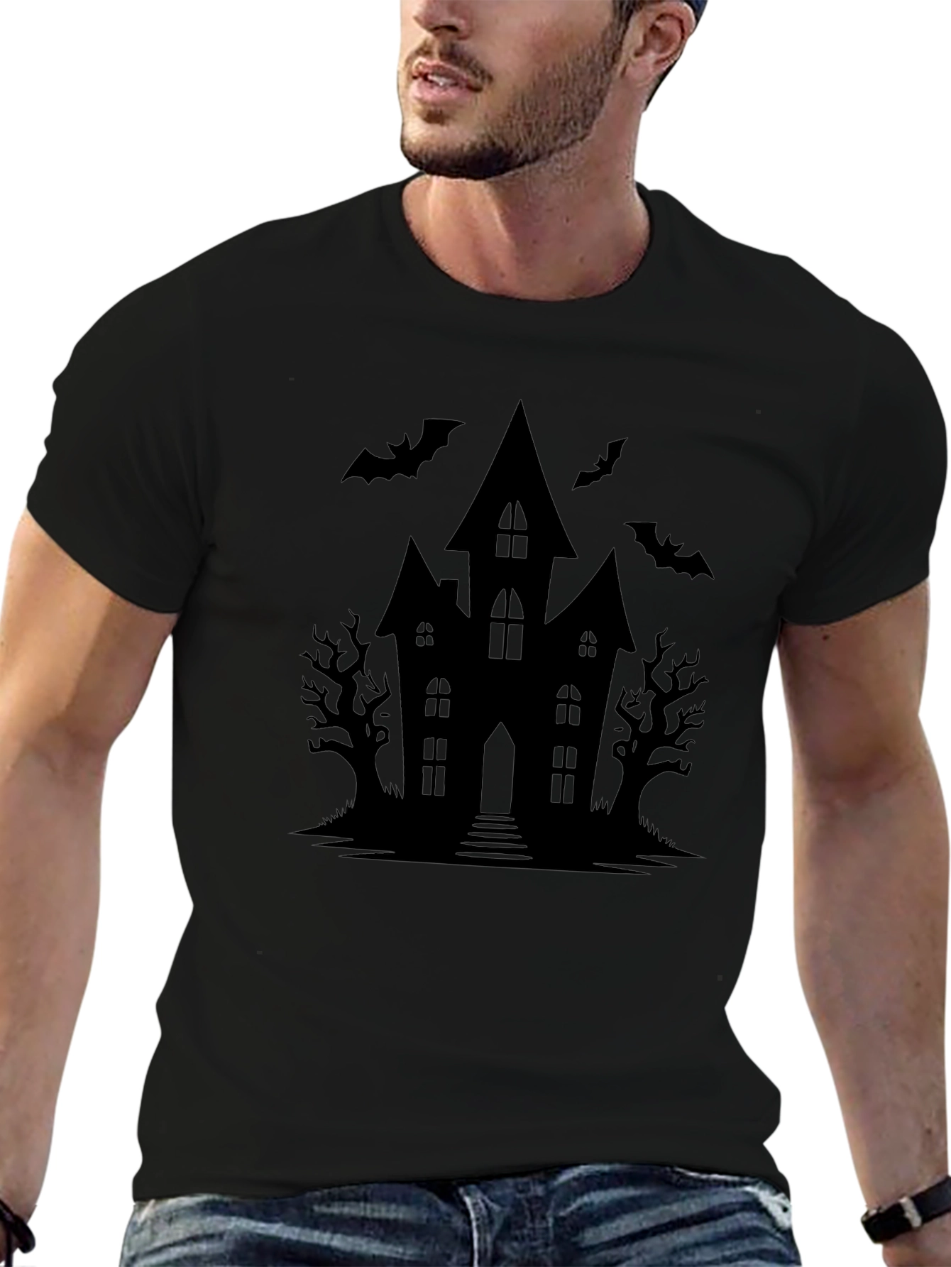 Spooky Haunted House Graphic Tee - Halloween Shirt