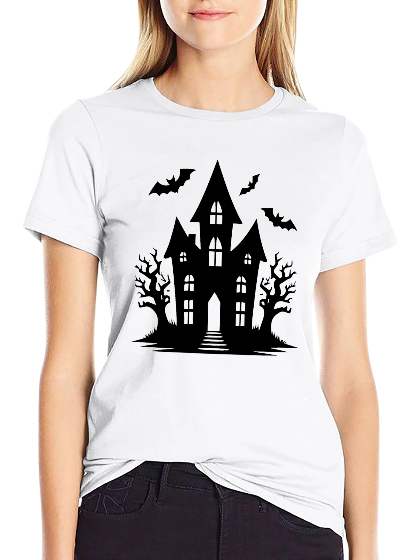 Spooky Haunted House Graphic Tee - Halloween Shirt