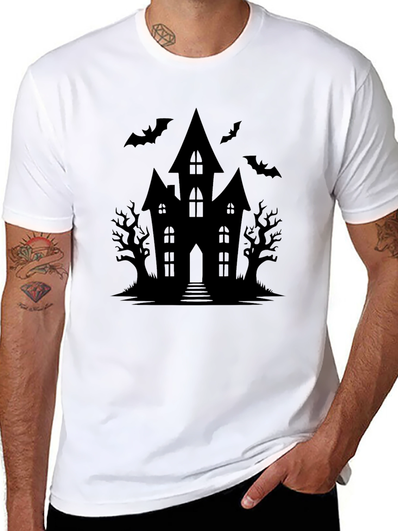 Spooky Haunted House Graphic Tee - Halloween Shirt