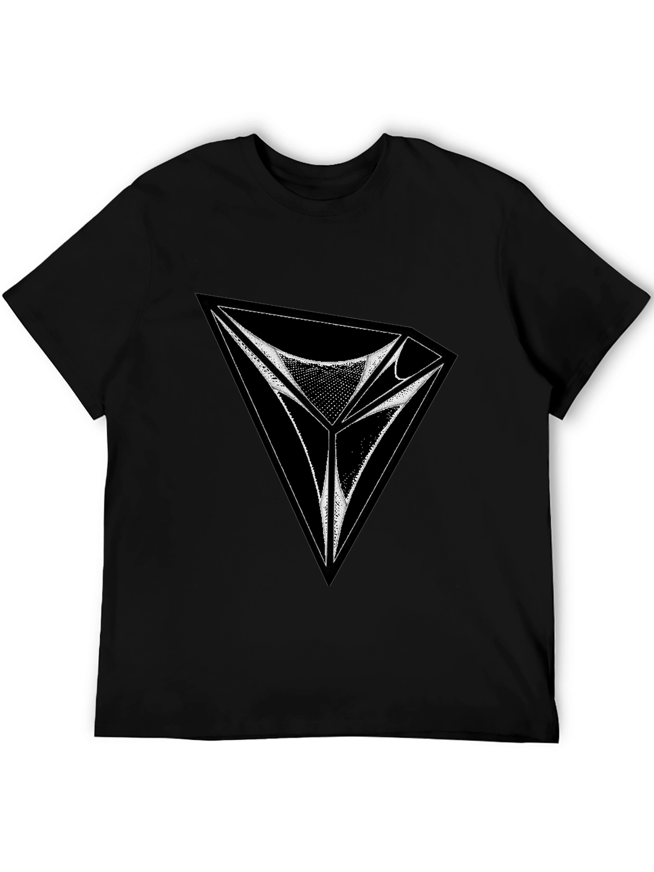 Abstract Triangle Graphic Tee - Black Cotton Comfort