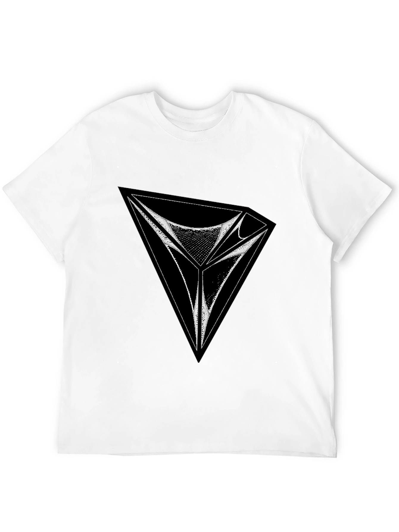 Abstract Triangle Graphic Tee - Black Cotton Comfort