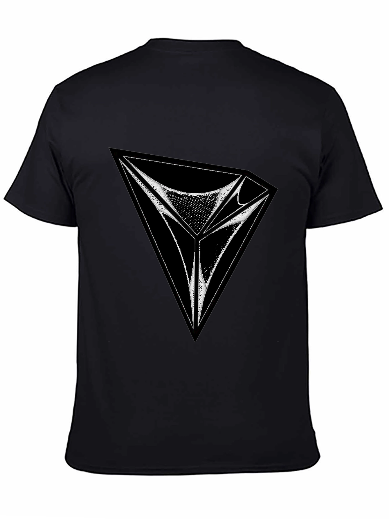 Abstract Triangle Graphic Tee - Black Cotton Comfort