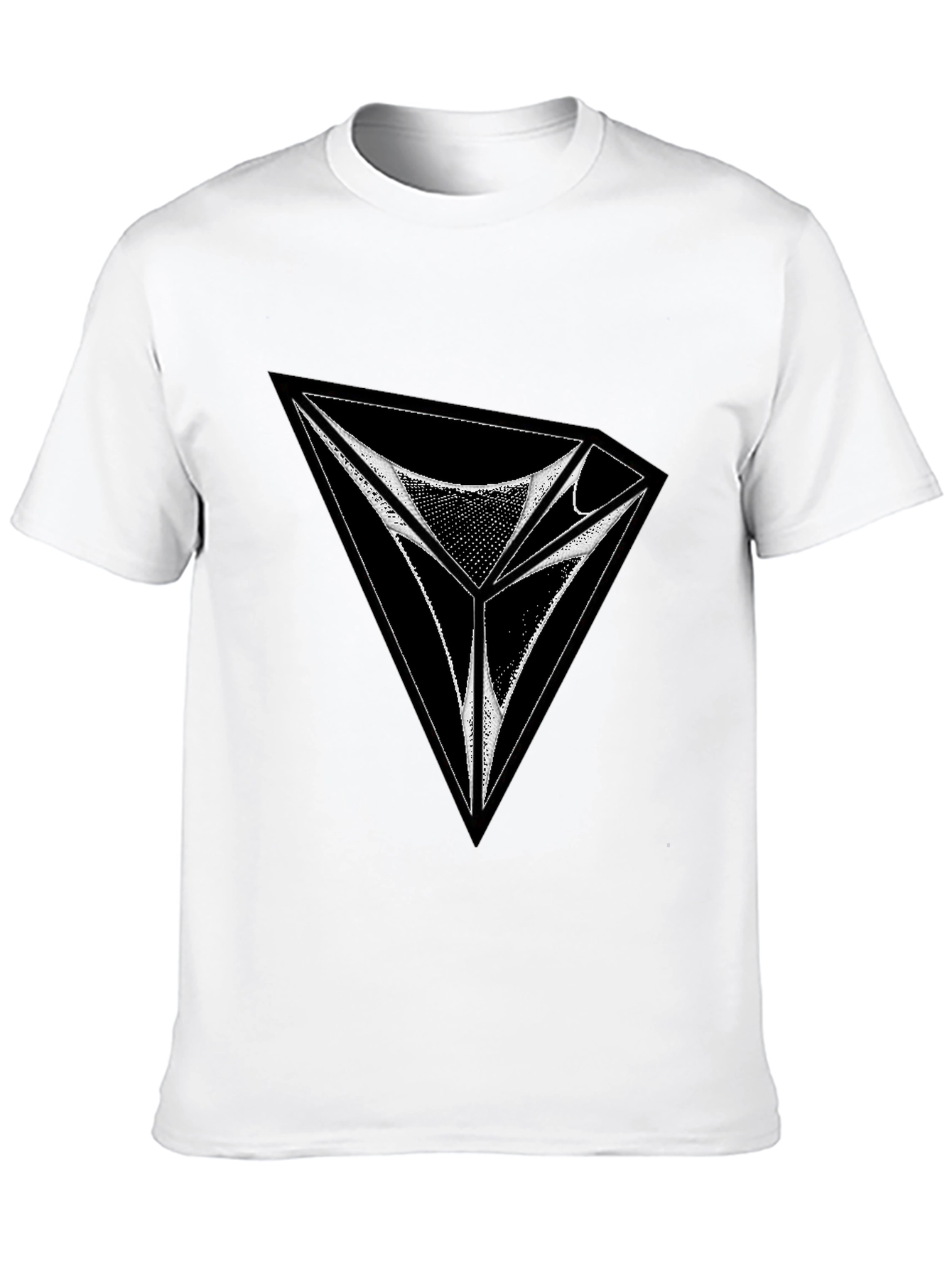 Abstract Triangle Graphic Tee - Black Cotton Comfort