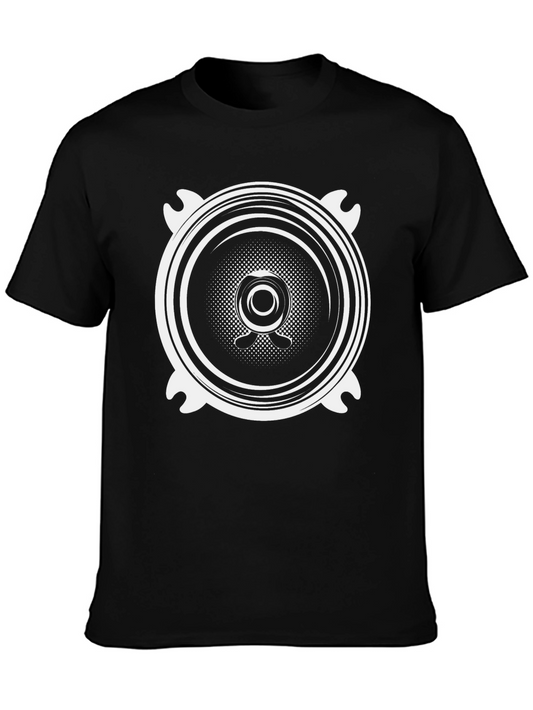 Black T-Shirt with White Speaker Graphic