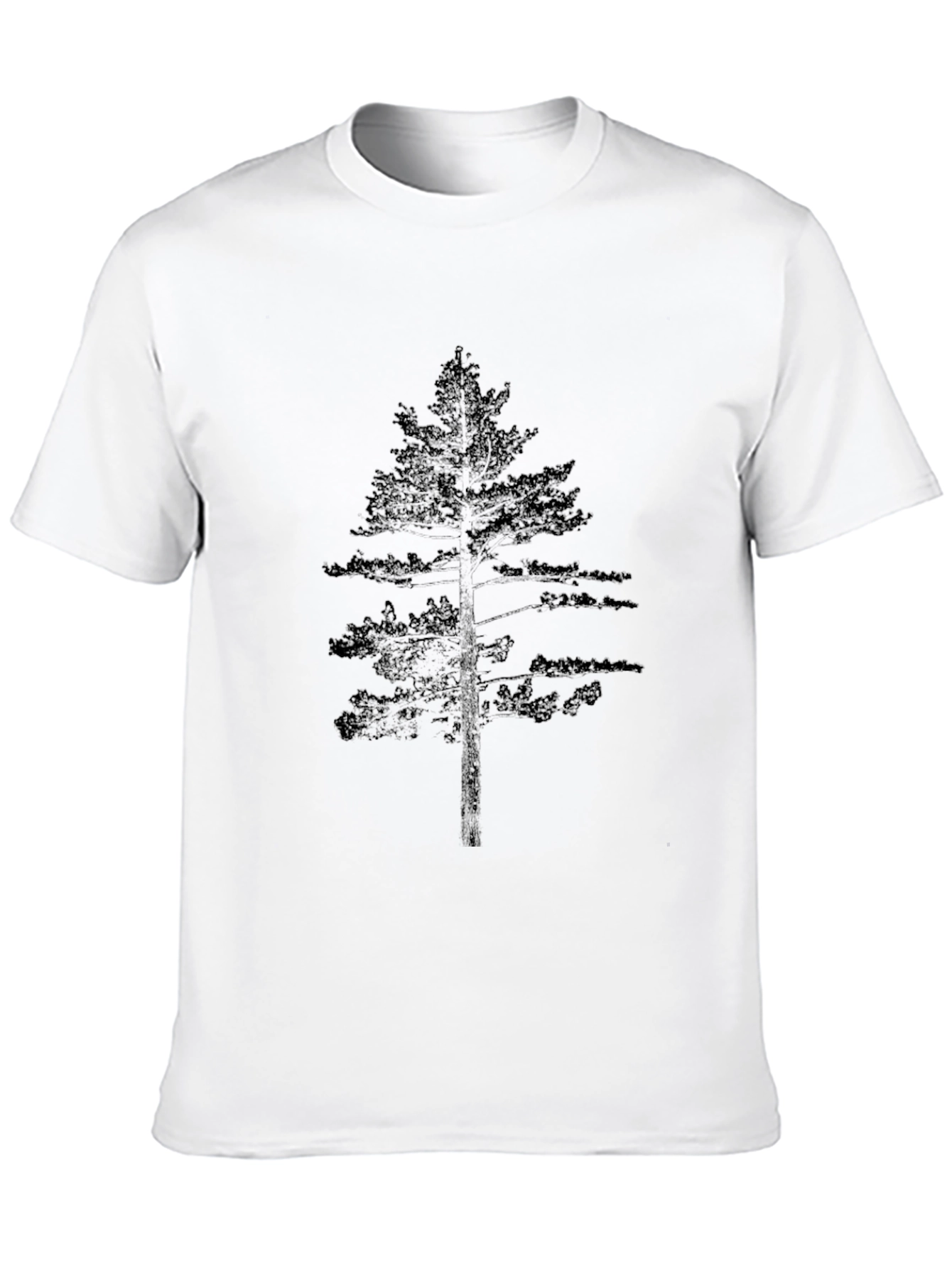 Mens Black T-Shirt with Tree Print