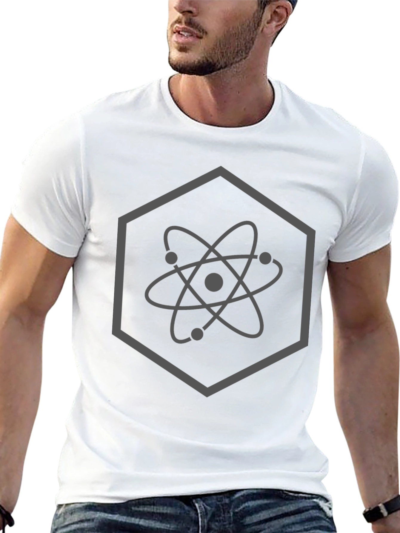 Atom Hexagon Graphic T-Shirt - Science Geek Style