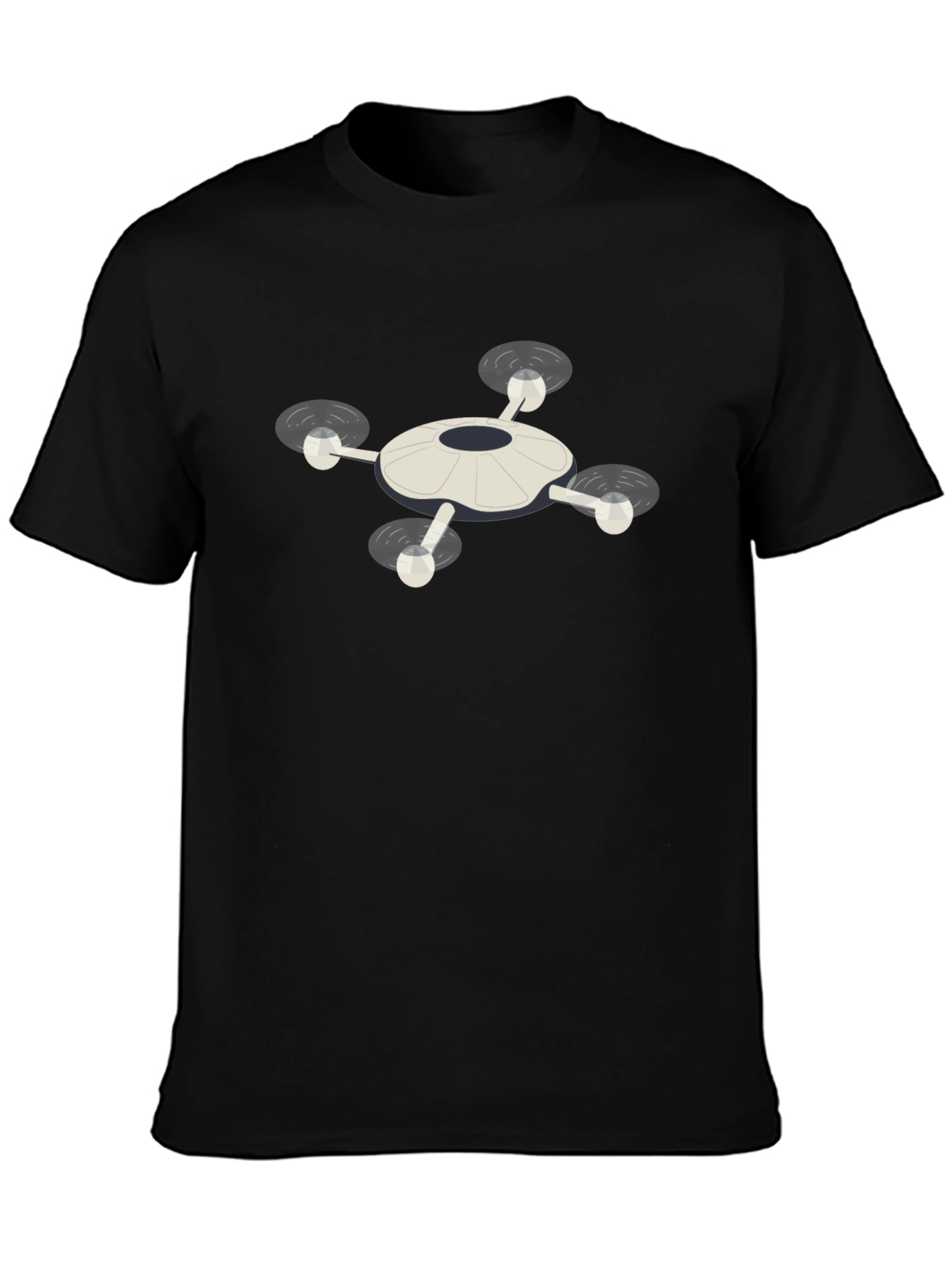 Drone Graphic T-Shirt - Black Crew Neck Tee