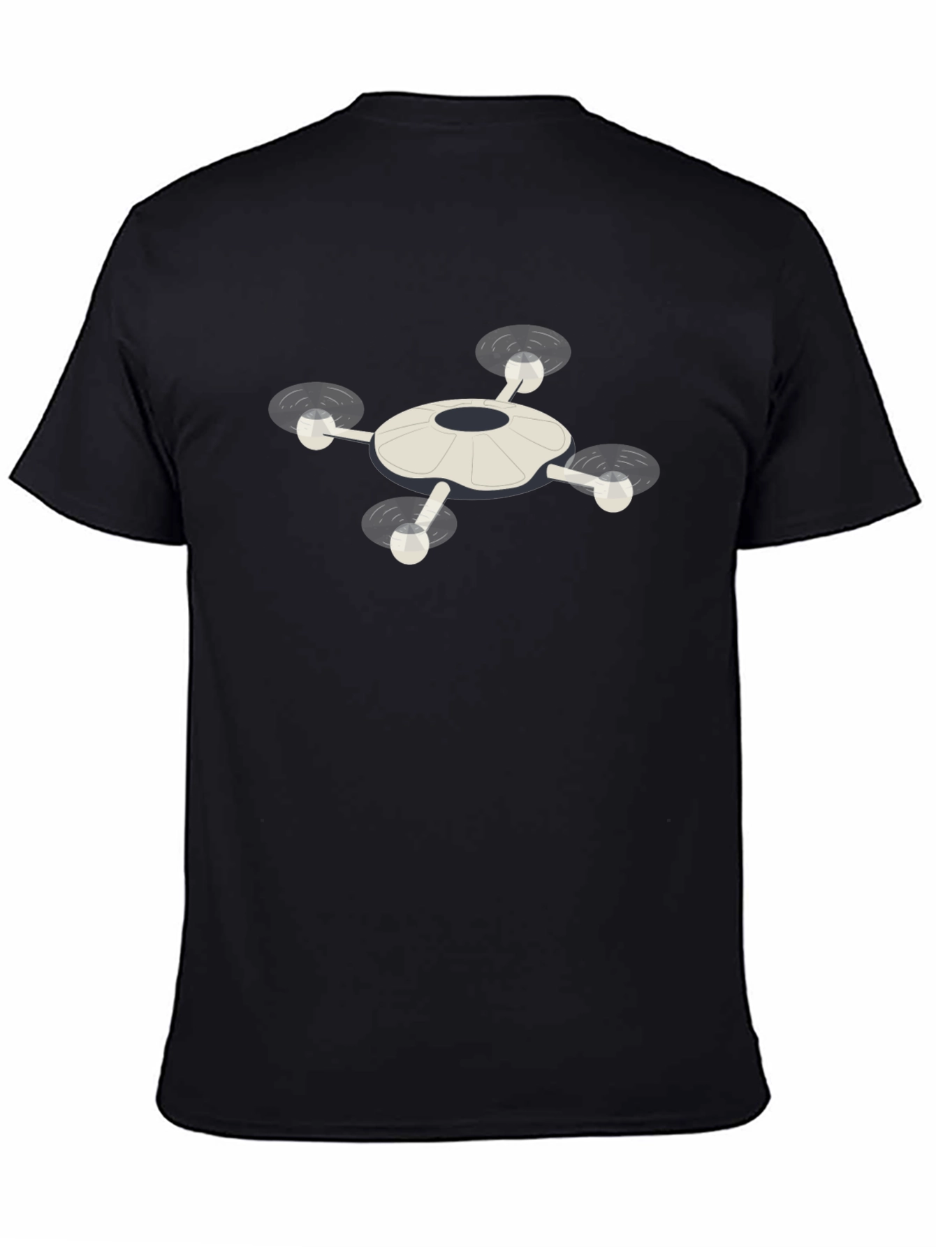 Drone Graphic T-Shirt - Black Crew Neck Tee