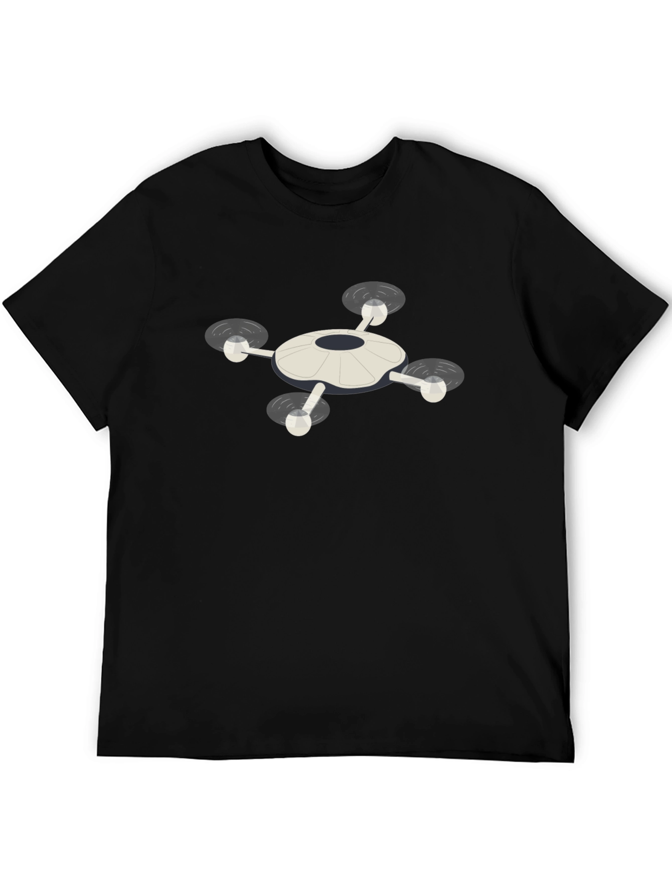 Drone Graphic T-Shirt - Black Crew Neck Tee