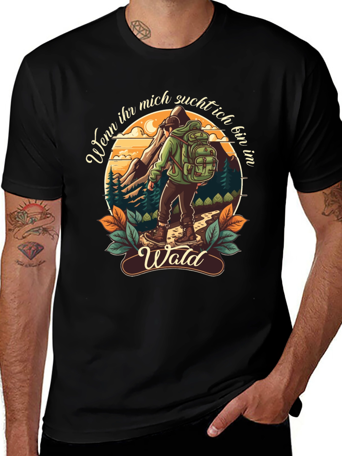 Hiking Themed Graphic T-Shirt - Wald