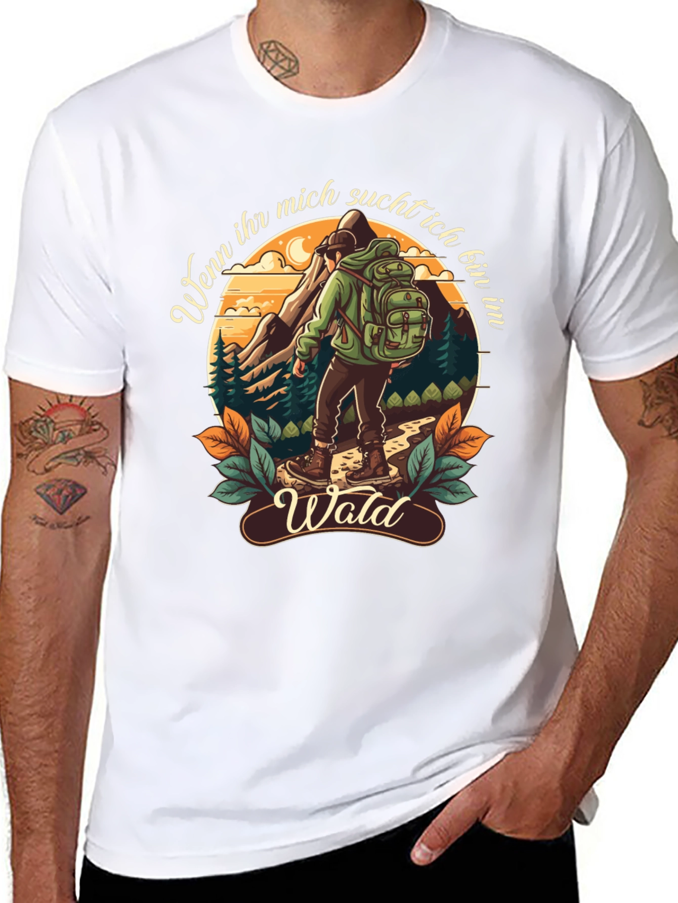 Hiking Themed Graphic T-Shirt - Wald