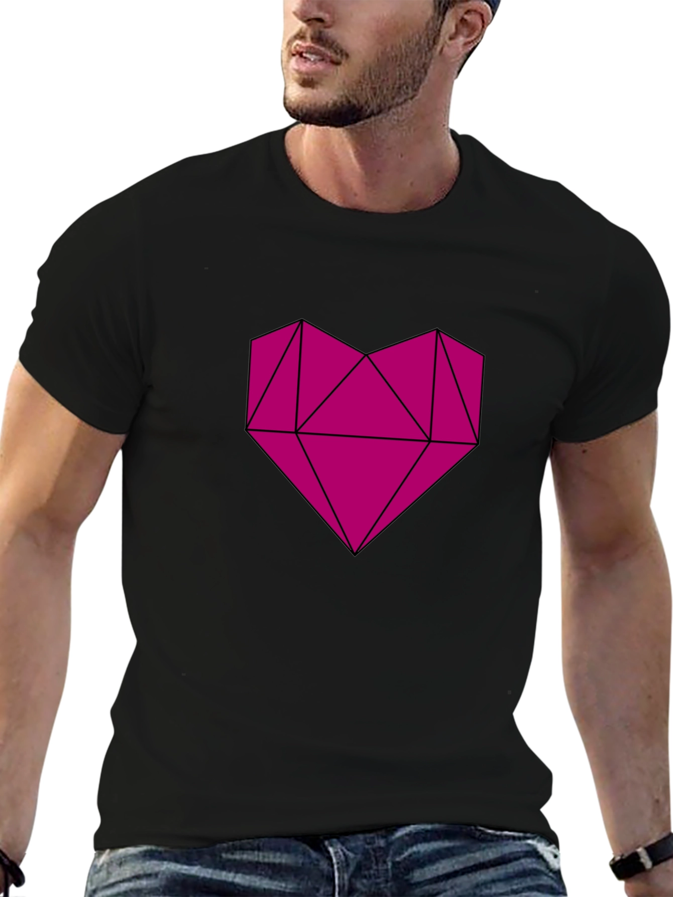 Geometric Heart Graphic Tee - Modern Casual Style