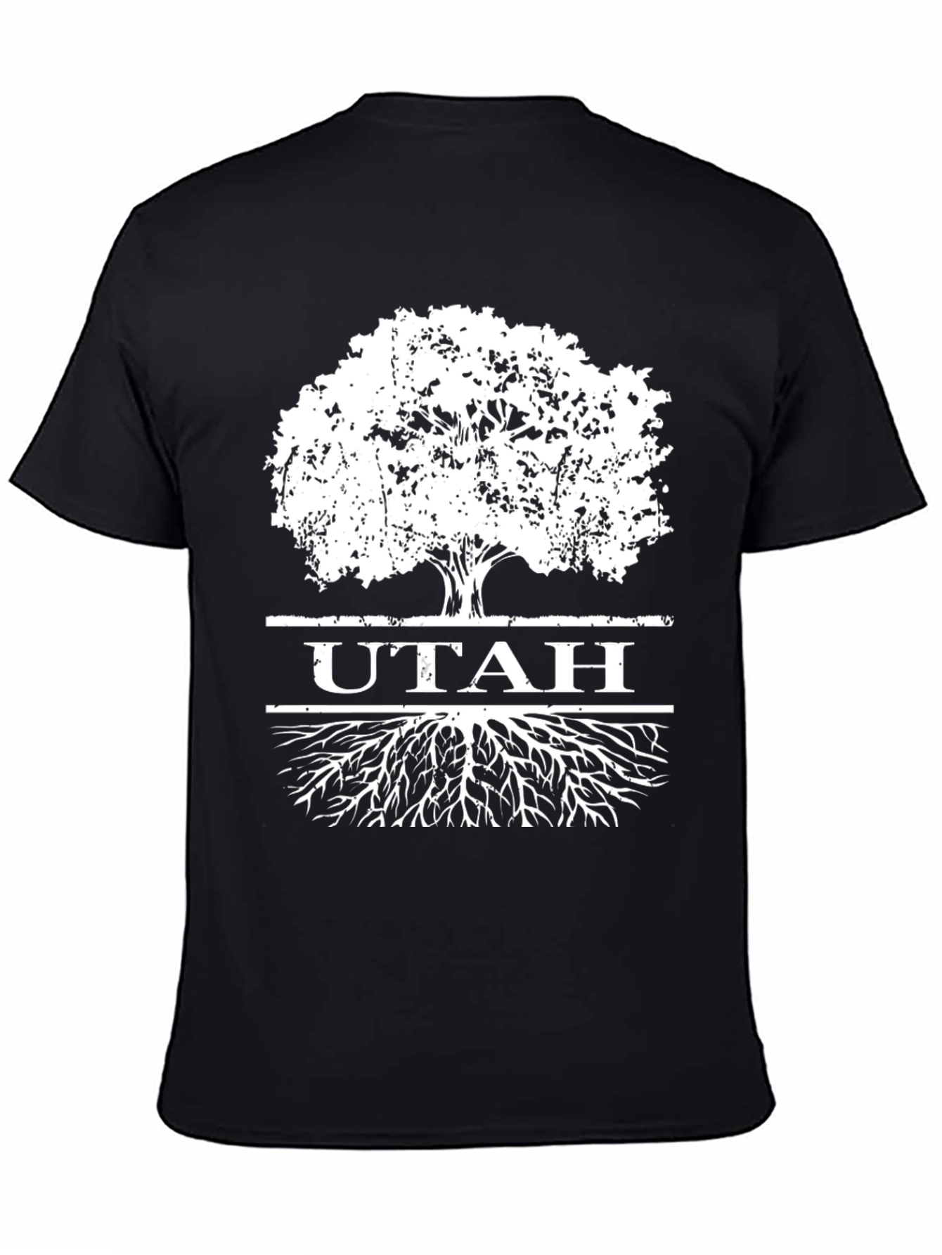 Utah Tree Roots Graphic Tee - Black Cotton Shirt