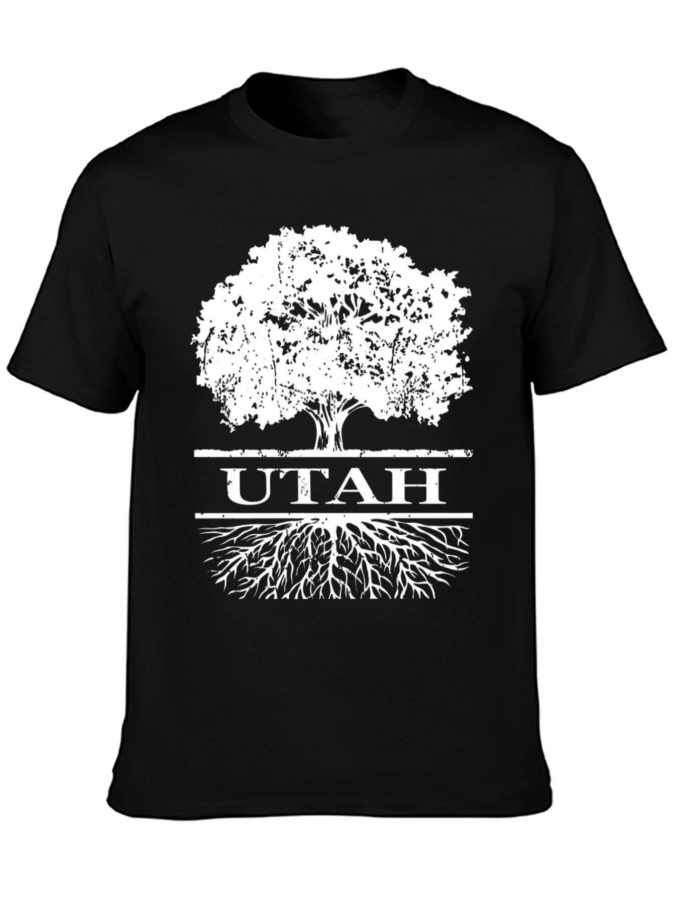 Utah Tree Roots Graphic Tee - Black Cotton Shirt