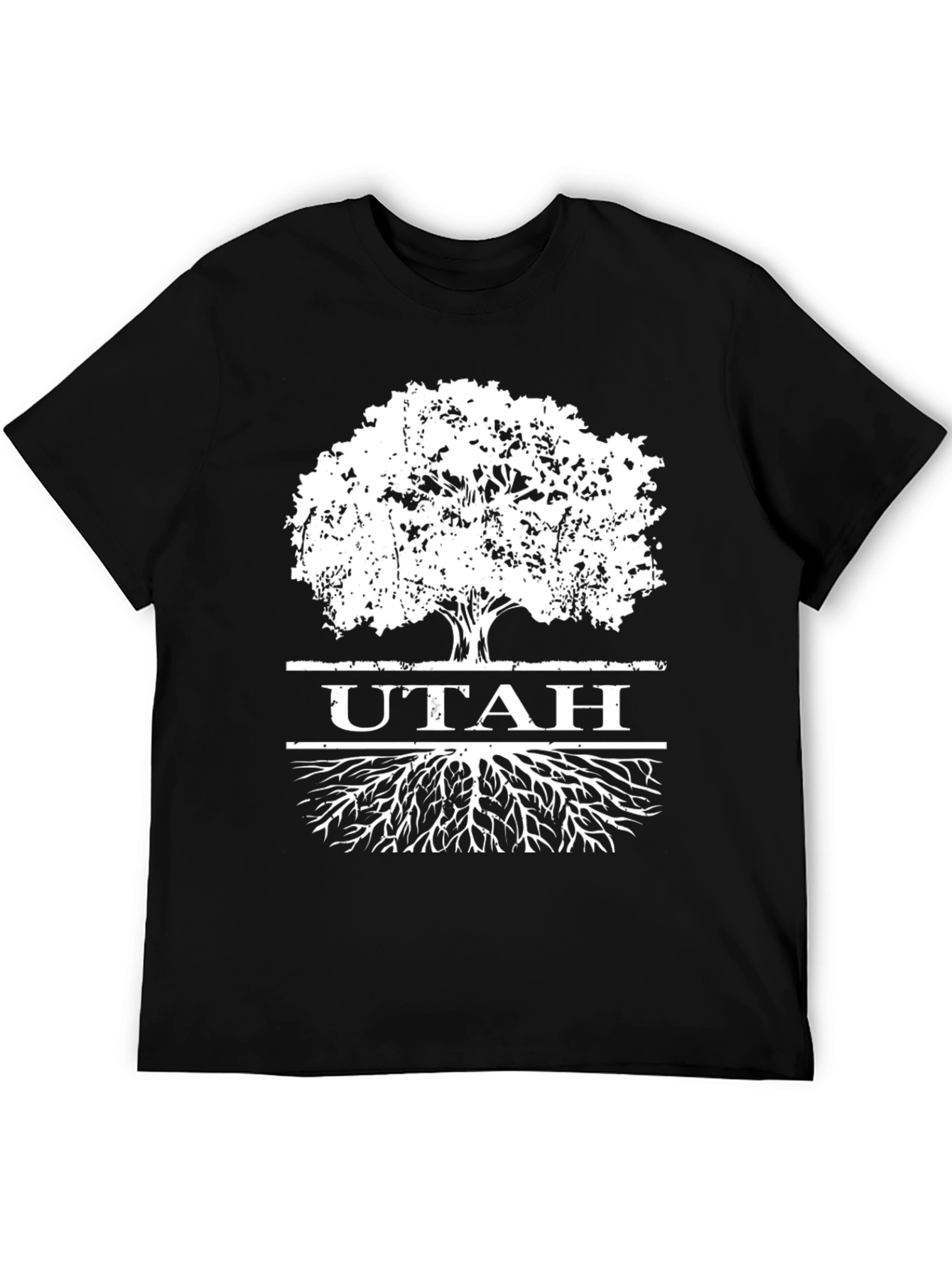 Utah Tree Roots Graphic Tee - Black Cotton Shirt