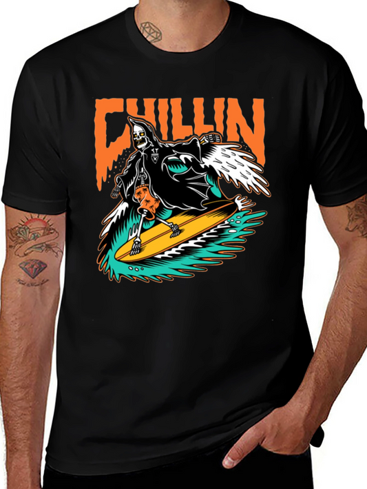 Chillin Reaper Surfing Graphic T-Shirt