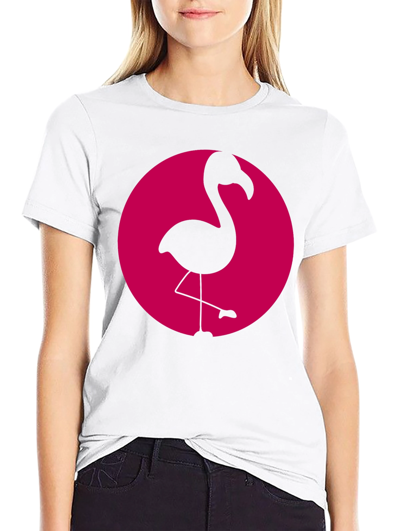 Flamingo Graphic Tee - Black Cotton Casual Shirt
