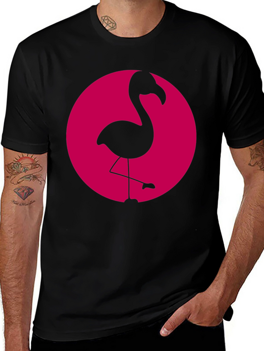 Flamingo Graphic Tee - Black Cotton Casual Shirt