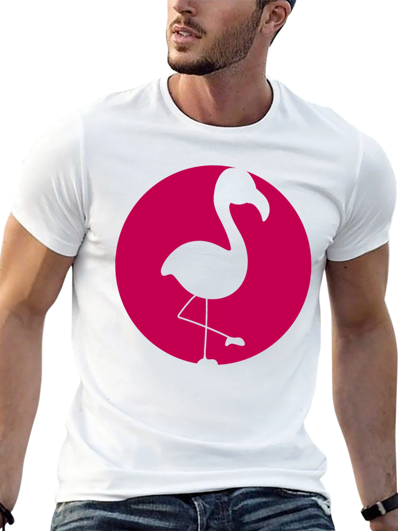 Flamingo Graphic Tee - Black Cotton Casual Shirt