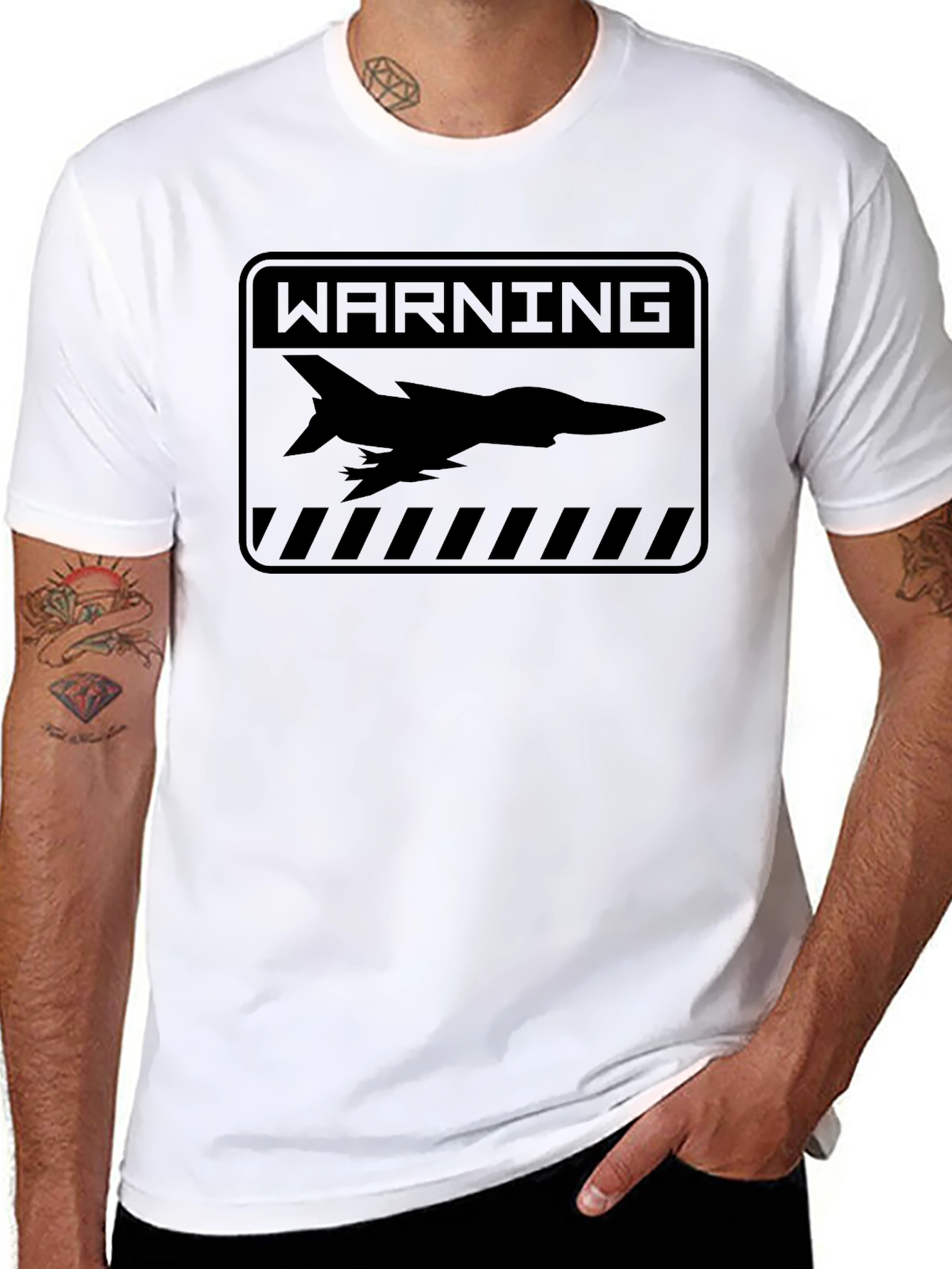 Warning Zone Jet Fighter Graphic Tee - Black