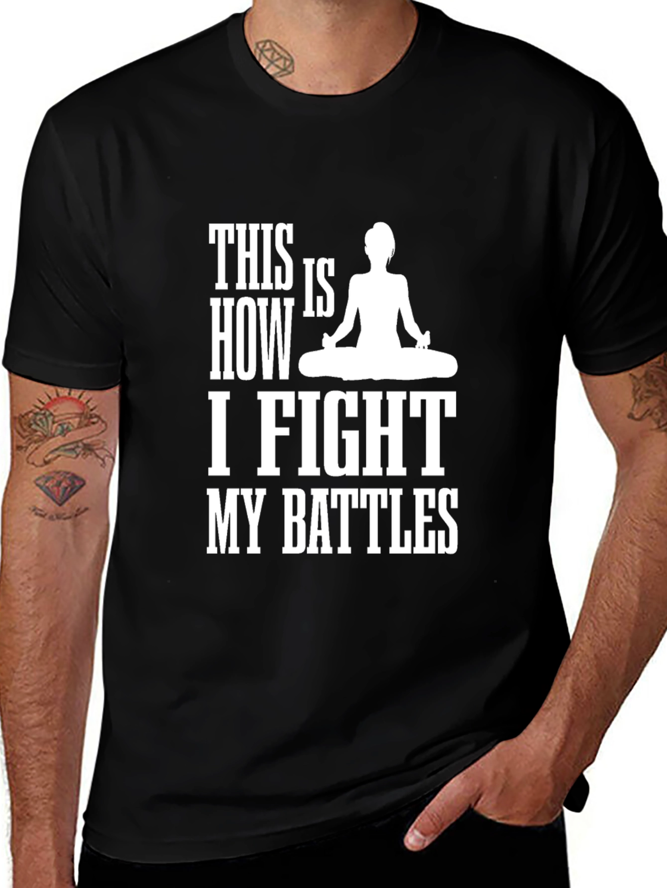 Yoga Meditation T-Shirt: My Battles Design