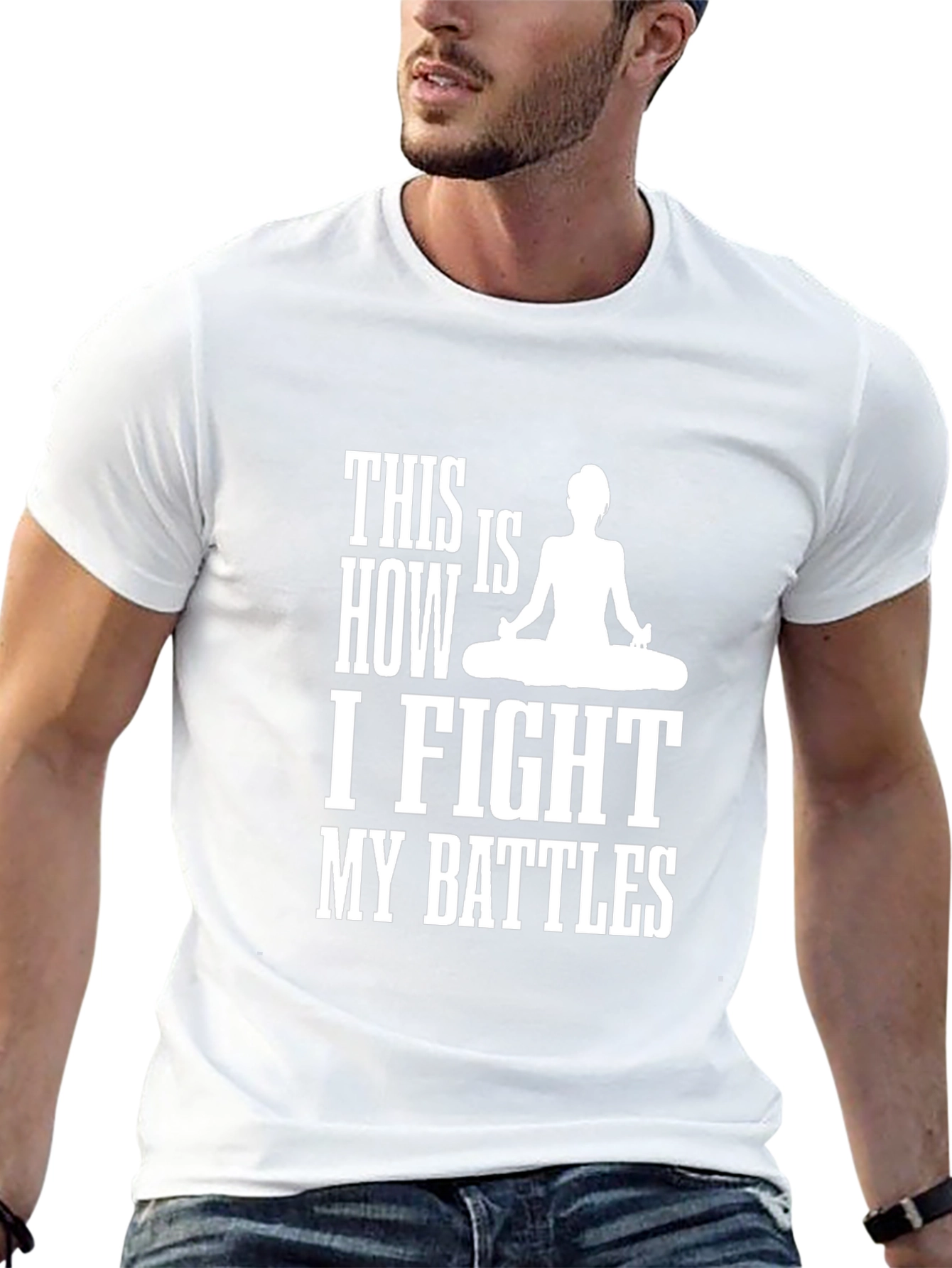 Yoga Meditation T-Shirt: My Battles Design