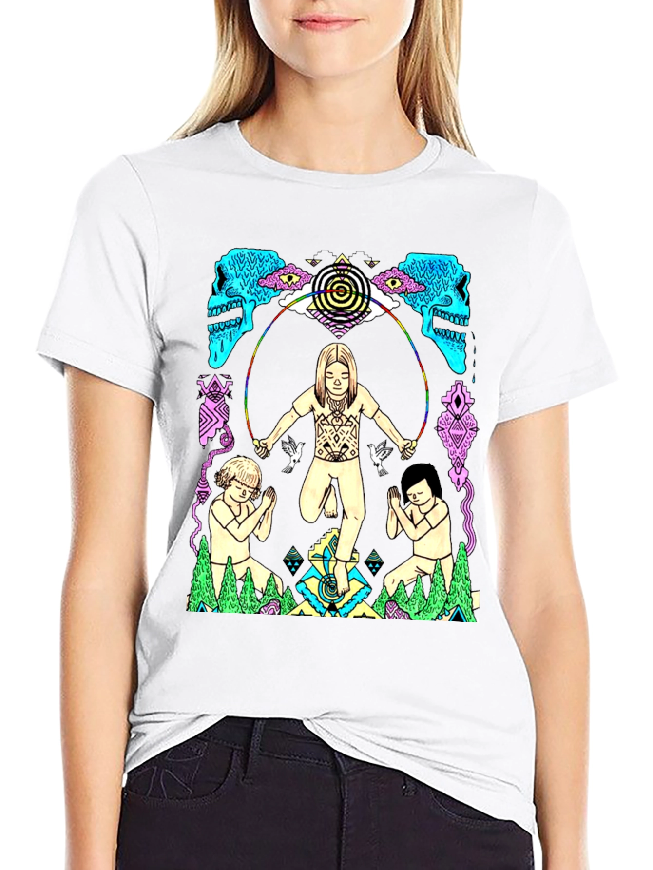 Psychedelic Graphic Print Black T-Shirt