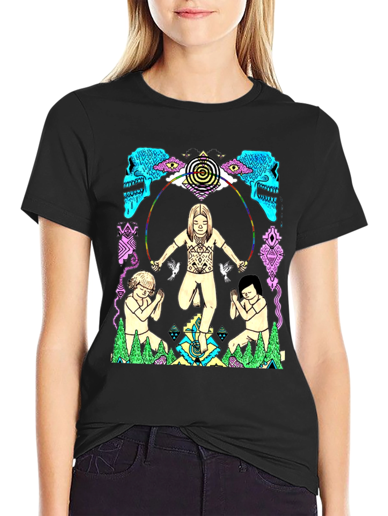Psychedelic Graphic Print Black T-Shirt