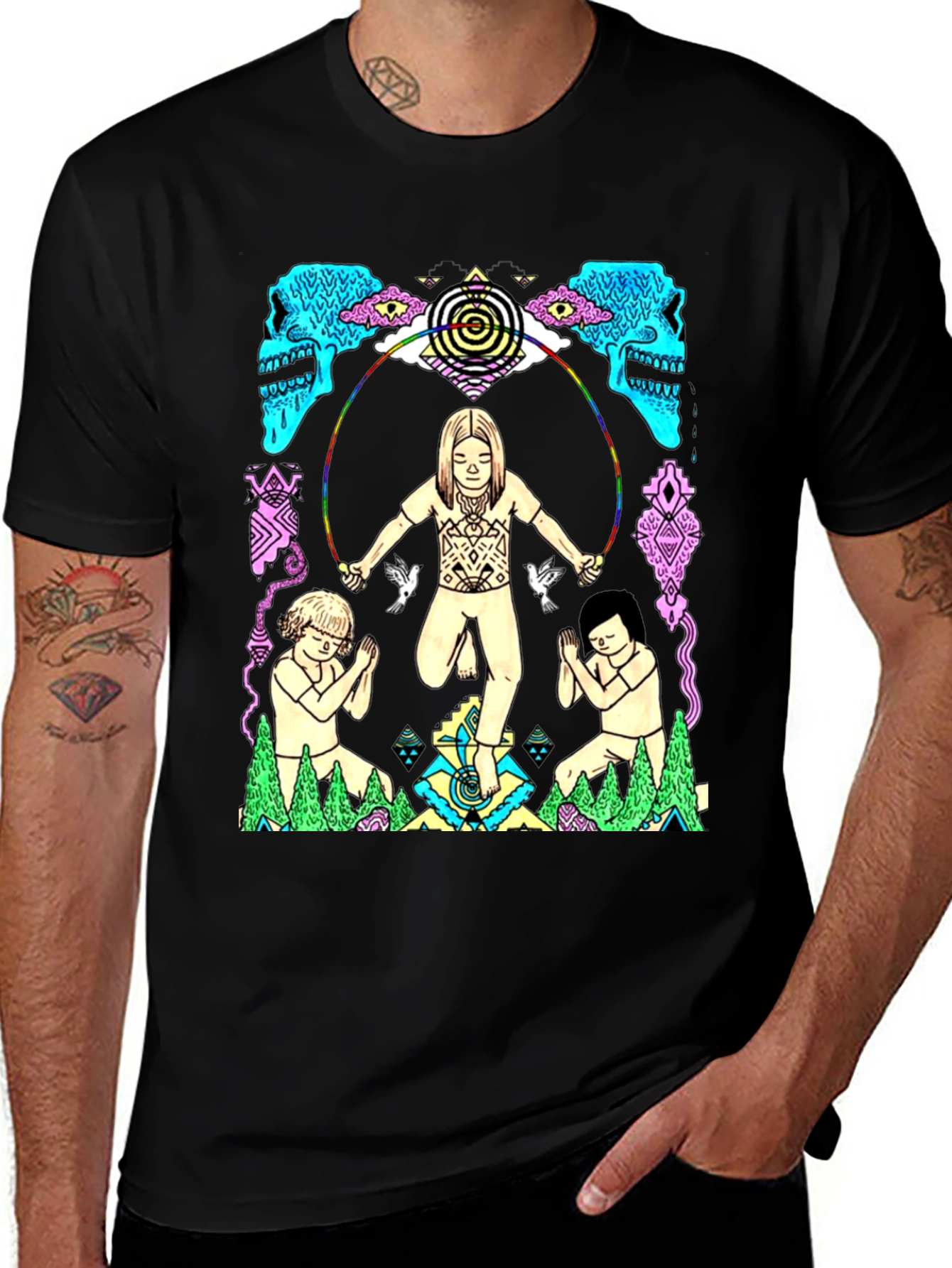 Psychedelic Graphic Print Black T-Shirt