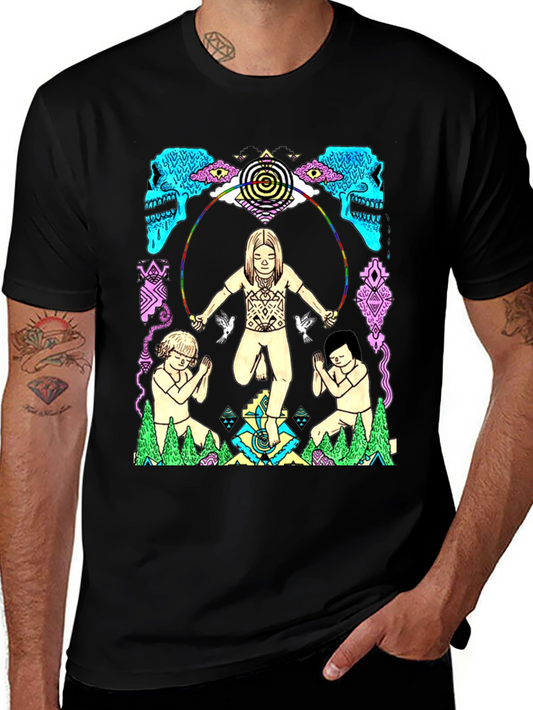 Psychedelic Graphic Print Black T-Shirt