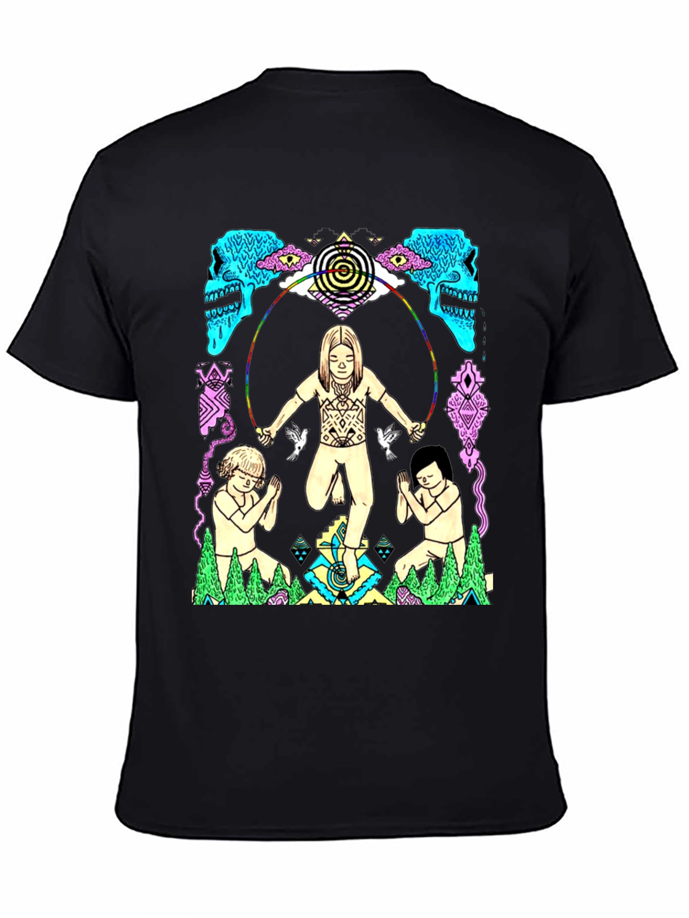 Psychedelic Graphic Print Black T-Shirt