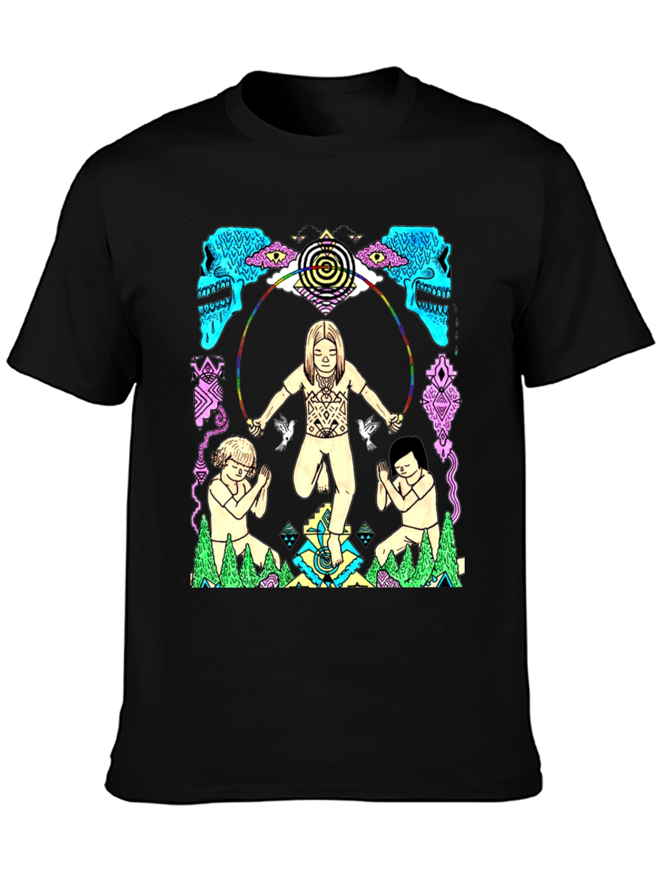 Psychedelic Graphic Print Black T-Shirt
