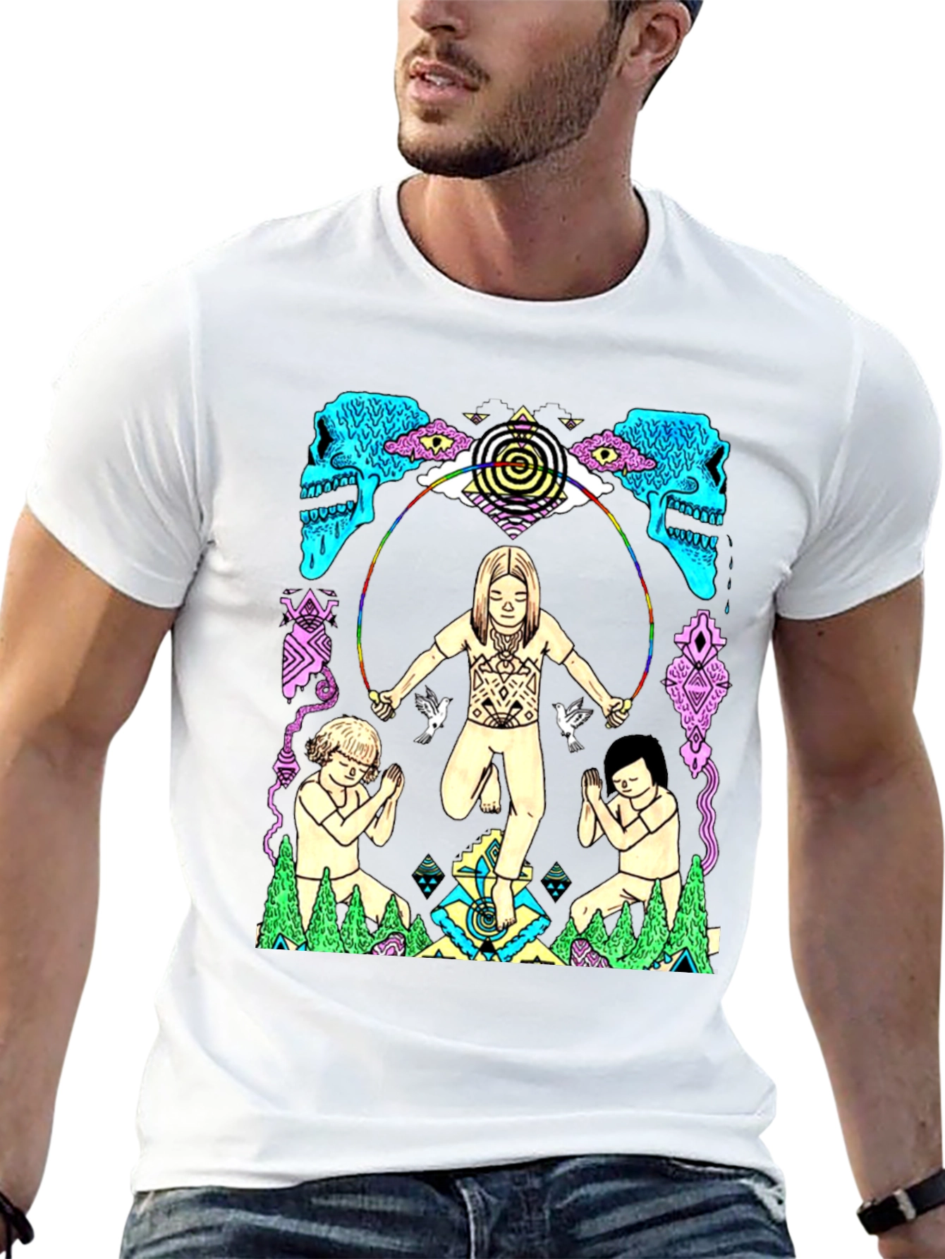 Psychedelic Graphic Print Black T-Shirt